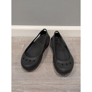 CROCS Womens 10 Kadee Black Mary Jane Ballet Flats Sandals Shoes Slip On Comfort